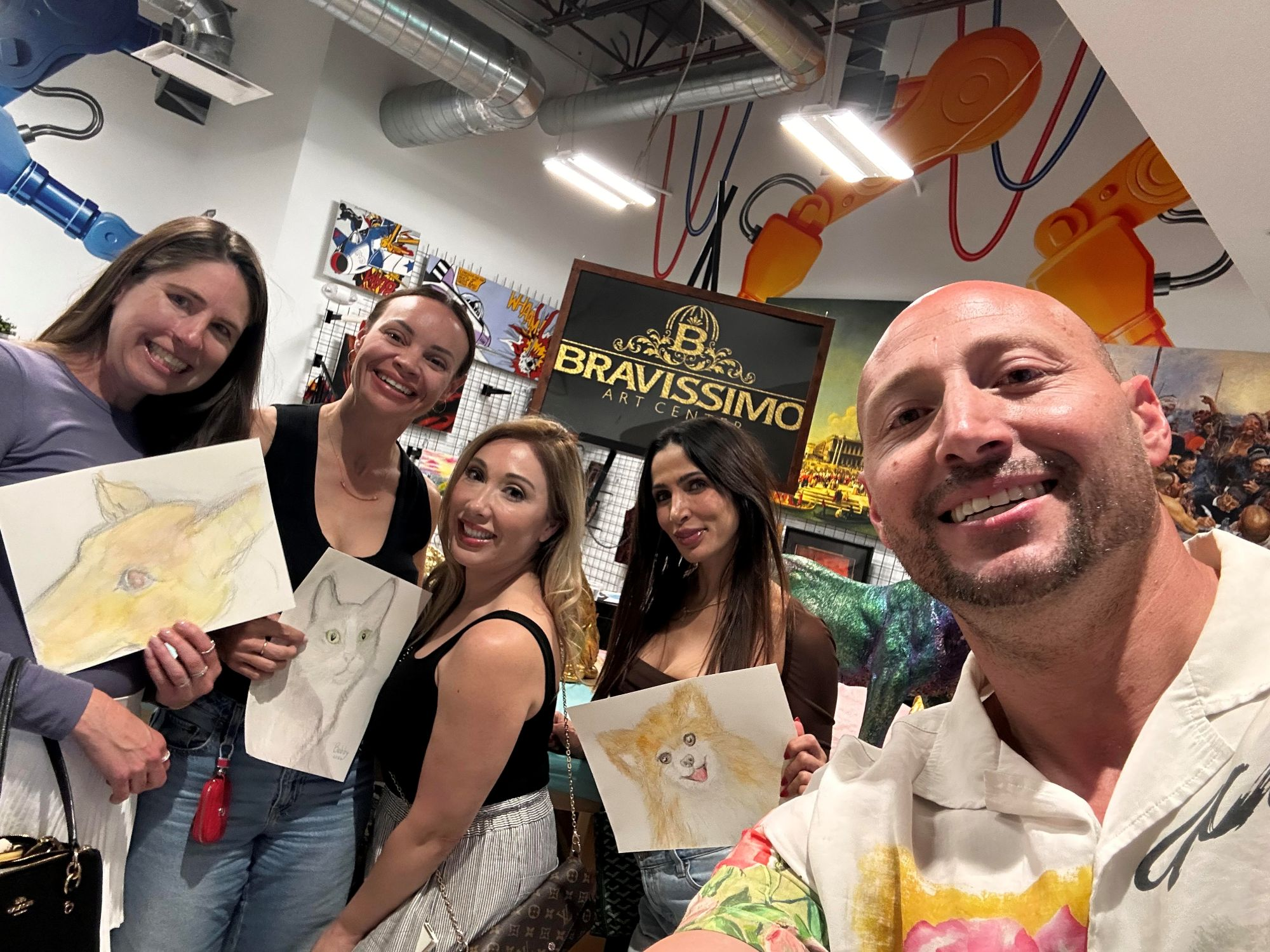 Guests enjoying a guided Paint and Sip event