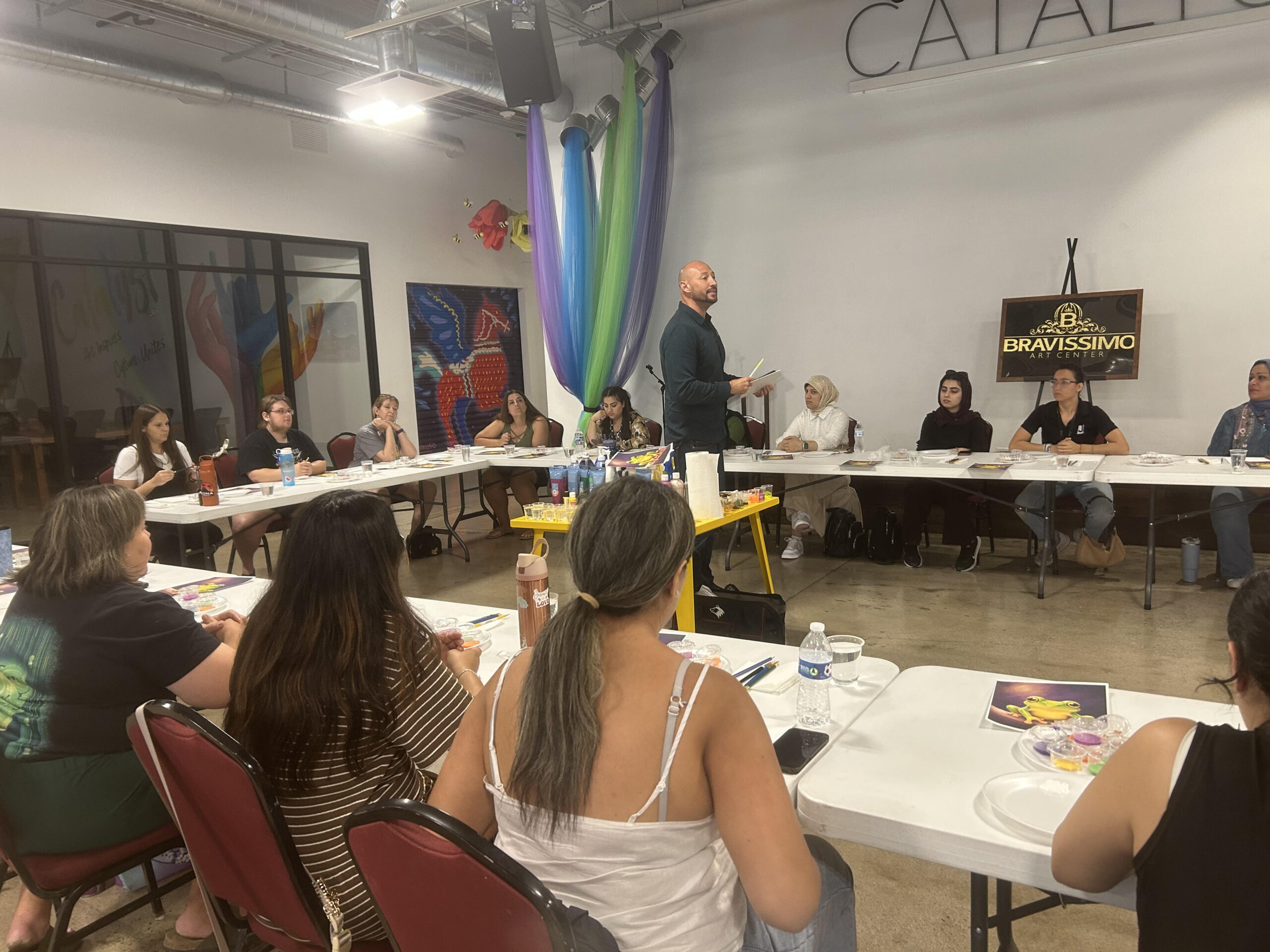 Guests enjoying a guided Paint and Sip event