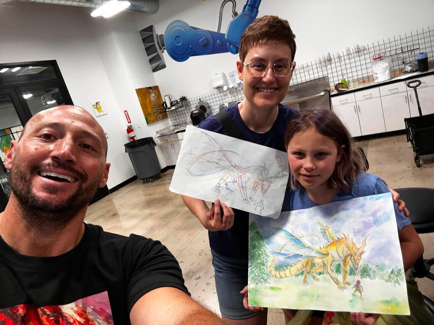 Student receiving professional art instruction